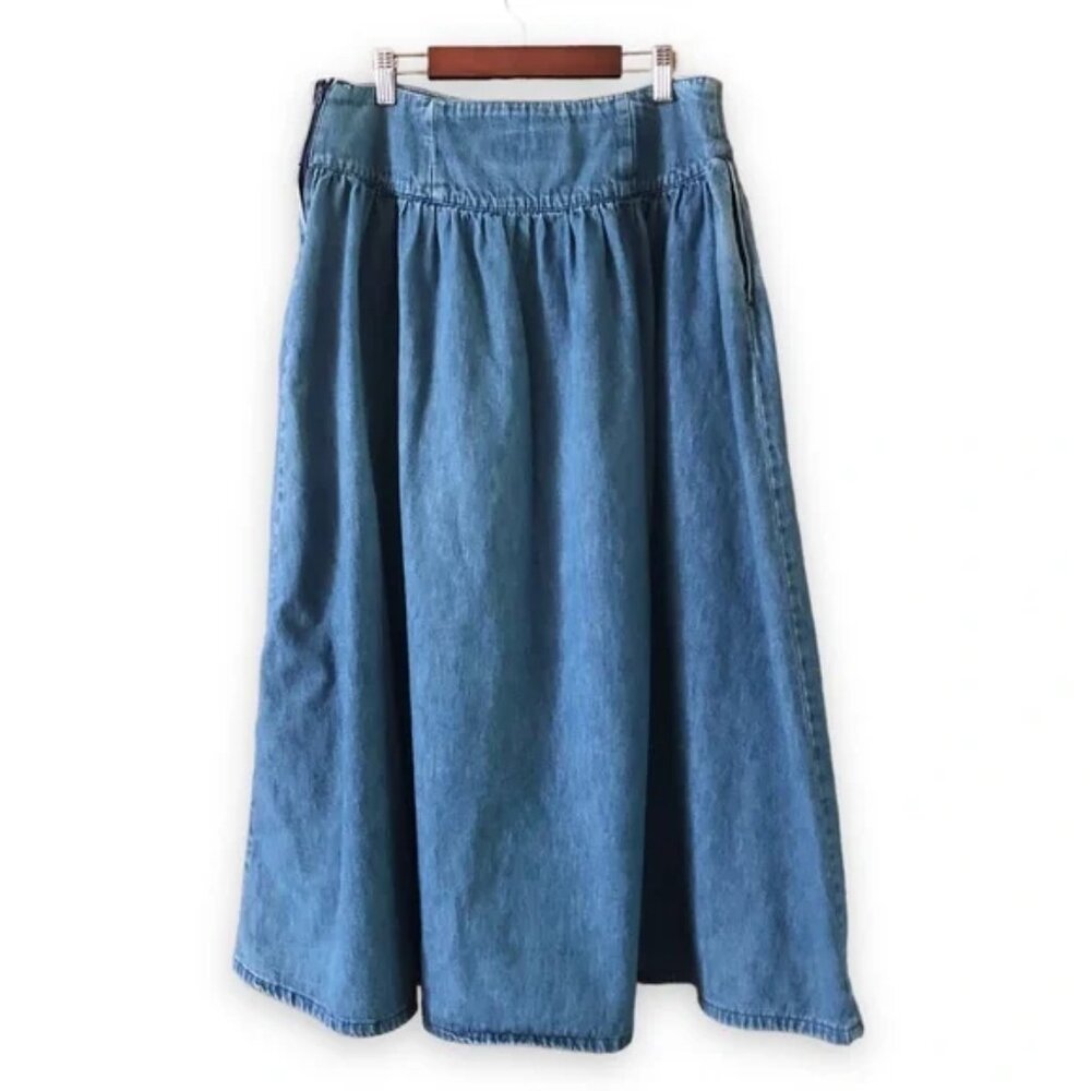 Vintage Calvin Klein Sport Denim Jean Midi Skirt | 14